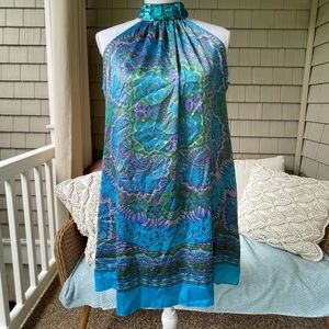 Handkerchief-type Bright & Airy Halter Dress.